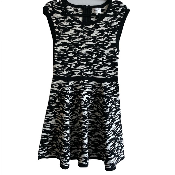 MILLY | black and white high neck skater dress - Picture 1 of 4